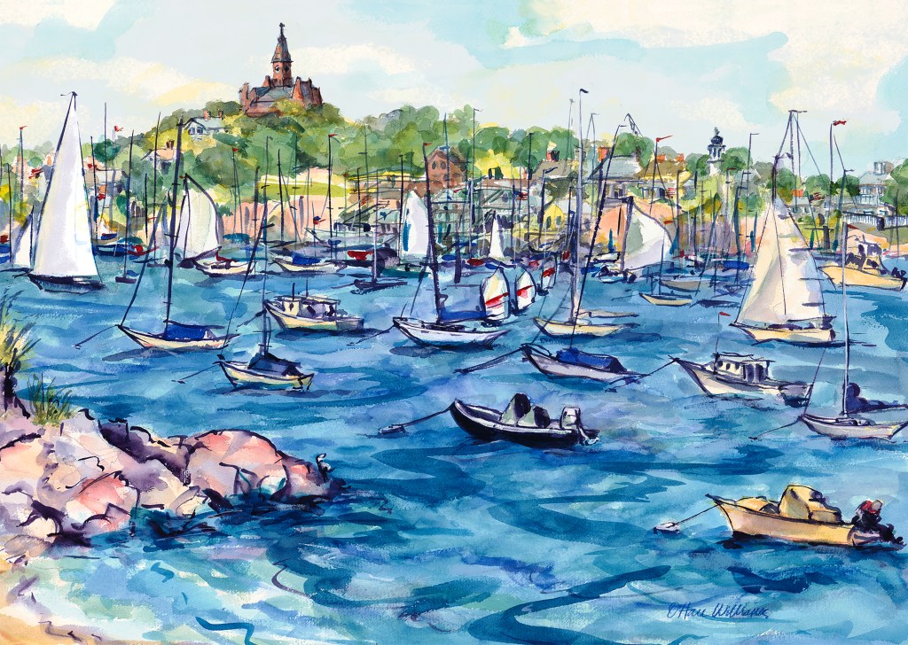 Marblehead Harbor, watercolor by O'Hare Williams